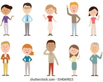 Set of diverse vector people. Different poses.