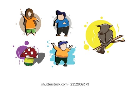Set of diverse vector people. Men and women.