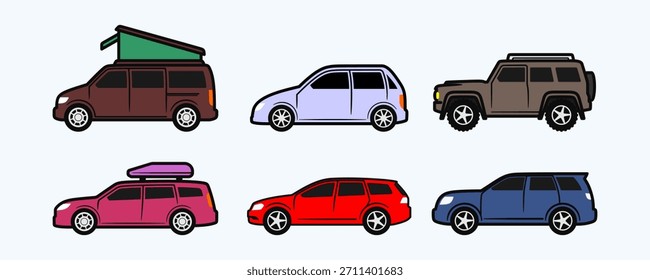 Set of Diverse Vehicle Illustrations