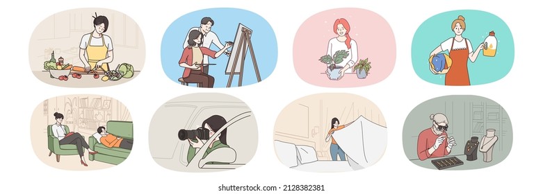 Set of diverse women workers with their professions and work. Collection of female specialist occupations and jobs. Chef, artist and gardener. Housekeeper, psychologist, journalist. Vector.