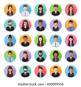 Conjunto de diversos trabalhadores, empresário e empresário ícones avatar. Personagens de pessoas de design plano.