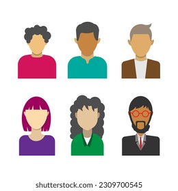 Set of diversity employee or working people on white background, society guy join together, editable object shape vector flat single object for design, character illustration