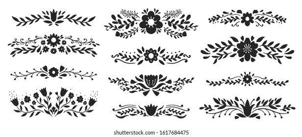 Set divider flora ornament.Decoration element design.Vector illustration.