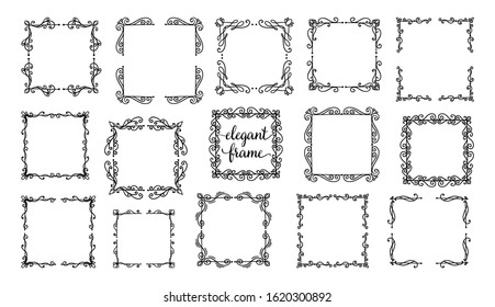 Set divider frame ornament.Decoration element design.Vector illustration.