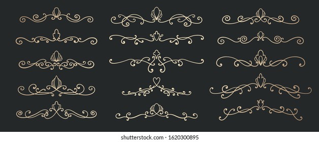 Set divider gold ornament.Decoration element design.Vector illustration.
