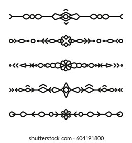 Set of divider ornaments ethnic separator style vector isolated