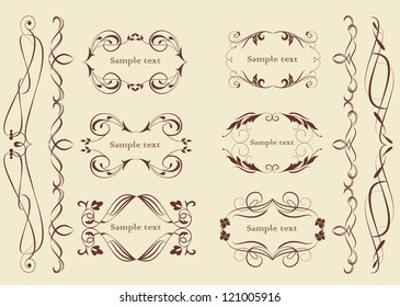 Set of dividers, corners and scrolls in vintage style