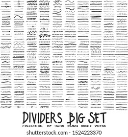 Set of Dividers Drawing illustration Hand drawn doodle Sketch line vector