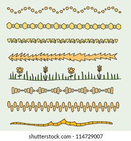 Set of dividers illustration. Doodle border or divider clipart group collection.