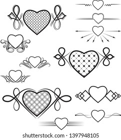 Set of dividers with the image of the heart. 