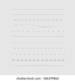 Set of dividers, isolated on gray background. Vector illustration