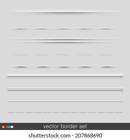Reihe von Dividern einzeln auf grauem Hintergrund. Vektorgrafik