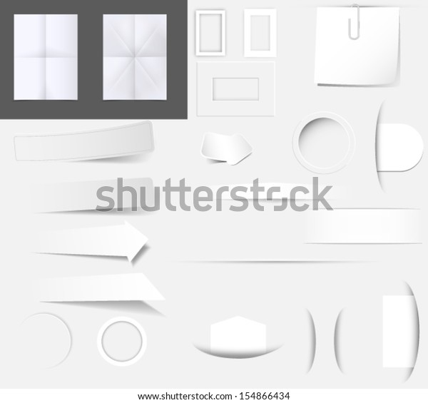 Set of dividers, paper and labels isolated on gray\
background. Vector eps10.
