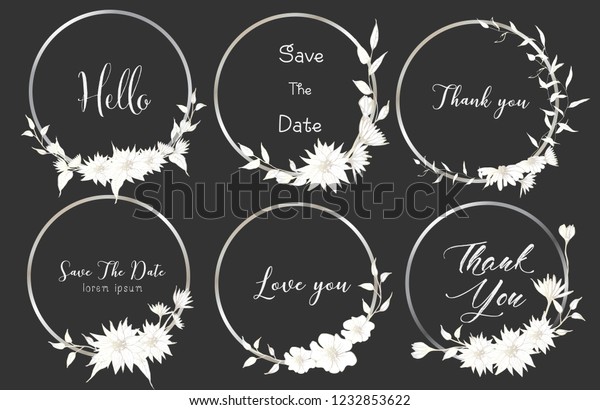 Set of dividers round frames, Hand
drawn flowers, Botanical composition, Decorative element for
wedding card, Invitations Vector
illustration.