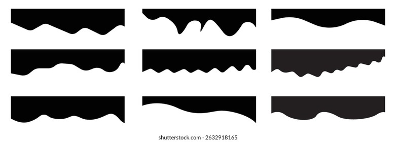 Set of Dividers Shapes collection. Abstract curve top headline, wavy decorative border symbol.