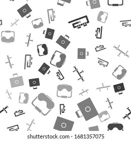 Set Diving belt, First aid kit, Manifold and Diving mask on seamless pattern. Vector