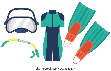 Set Of Diving Equipment Logo Vector