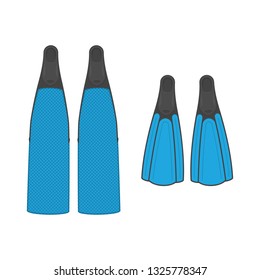 Set of diving flippers in flat style. Swimming Flippers isolated on white background. Diving equipment concept. Vector illustration EPS 10.