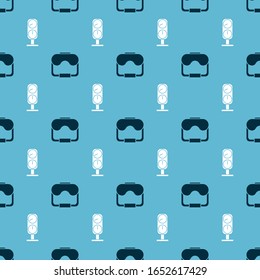 Set Diving mask and Gauge scale on seamless pattern. Vector