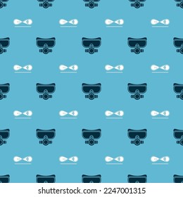 Set Diving mask and Skateboard trick on seamless pattern. Vector