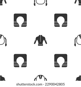 Set Diving mask, Wetsuit and Life jacket on seamless pattern. Vector