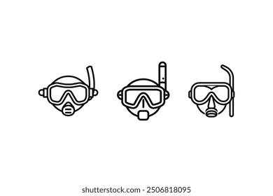 Set of Diving and Snorkeling Mask. Vector icon design.