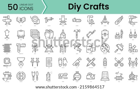 Set of diy crafts icons. Line art style icons bundle. vector illustration