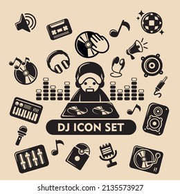 set of dj icons. vector