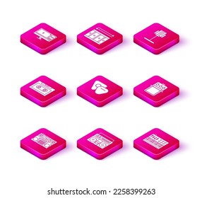 Set DJ remote for playing and mixing music, Home stereo with two speakers, Retro audio cassette tape, Guitar pick, Music synthesizer, pedal, stand and Drum drum sticks icon. Vector