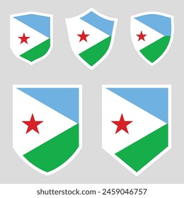 Conjunto de la bandera de Djibouti en el marco de la forma del escudo