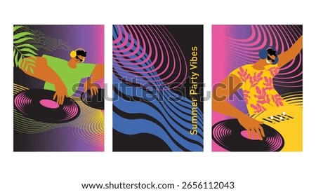 Set of DJ-s poster illustrations. Music Festival Vectors
