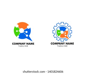 Set of Dna Chat Icon Logo Design Element