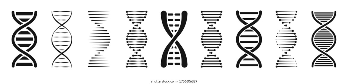 Set of DNA or Chromosome icons set. Vector illustration.