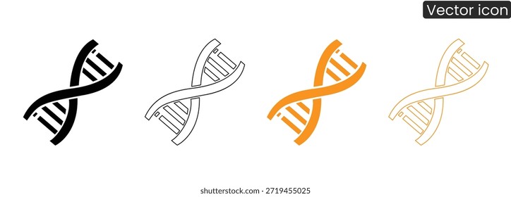 Conjunto de iconos vectoriales de estructura de doble hélice de ADN en varios colores para aplicaciones de ciencia y biotecnología