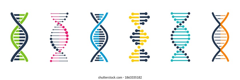 Set of DNA elements. Genetic signs. Medical symbols.