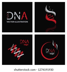 Set of DNA Helix Logo Template. Genetics Vector Design. Biological Illustration