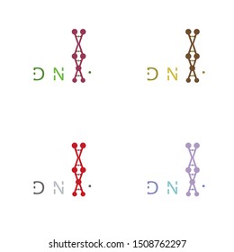 Set of DNA Helix Logo Template. Genetics Vector Design. Biological Illustration