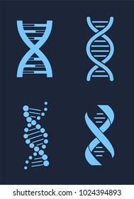 Set of DNA icon chains genetic personal codes, deoxyribonucleic acid chain symbols, logotypes of nucleotides carrying genetic instructions vector