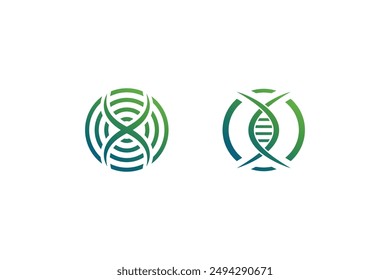 Conjunto de icono de ADN y diseño de logotipo.