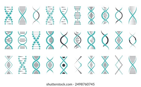 Set of dna icons. DNA icons collection