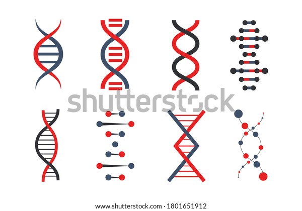 Set of DNA icons.\
Different shape and form human helix genetic code. Biology concept.\
Laboratory signs.