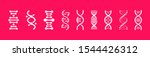 Set of DNA icons. Life gene model bio code genetics molecule medical symbols. Structure molecule, chromosome icon. Pictogram of Dna vector, genetic sign, elements and icons collection.