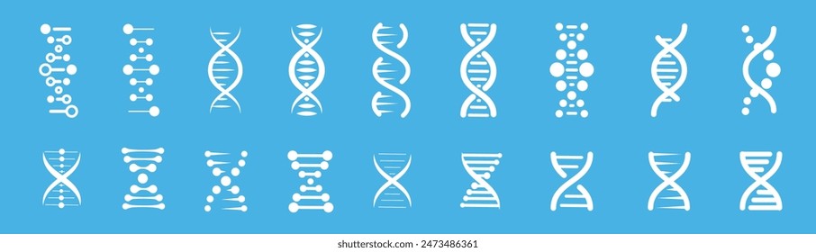 Conjunto de iconos de ADN. Biografía del modelo del gen de vida