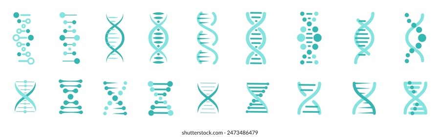 Set of DNA icons. Life gene model bio