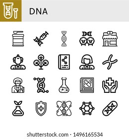 Set of dna icons such as Genetical, Formula, Dna, Cloning, Pharmacy, Scientist, Phylogenetic, Scientific, Chromosome, Genetics, Chemical, Health, Science, Medical, Genomics , dna