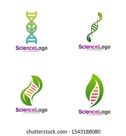 Set of DNA with Leaf Logo Design Concept Vector. Creative Leaf With DNA Logo Template. Icon Symbol