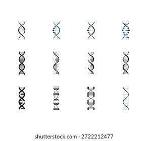 Conjunto de icono de molécula de ADN aislado sobre fondo blanco