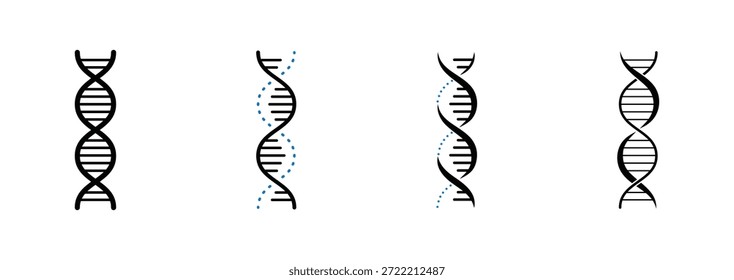 Conjunto de icono de molécula de ADN aislado sobre fondo blanco