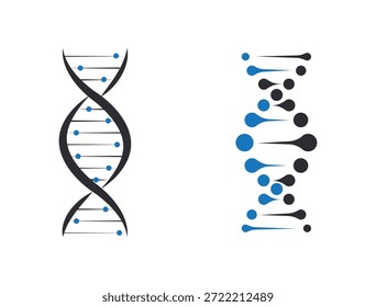 Conjunto de icono de molécula de ADN aislado sobre fondo blanco