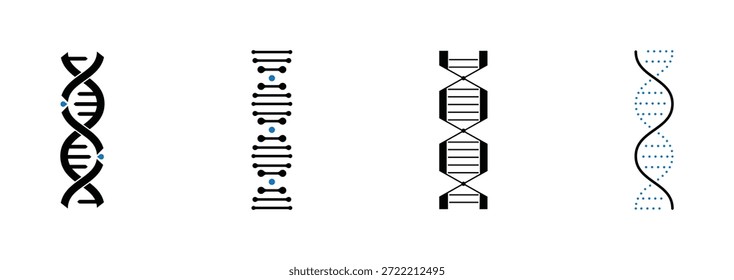 Conjunto de icono de molécula de ADN aislado sobre fondo blanco